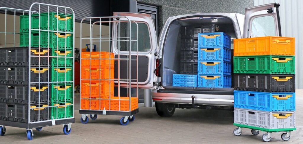 Klappbehälter für den Transport von Lebensmitteln