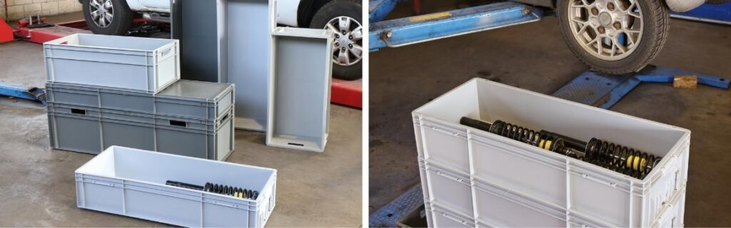 Lebensmittelecht, lang und belastbar – Stapelbehälter im Format 1000 x 400 mm