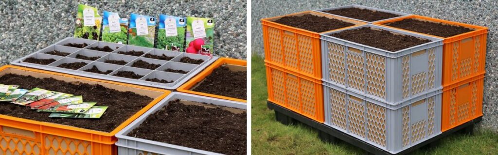 Gemüse und Kräuter selber anbauen in Bäckerkisten