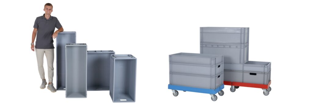 Speciaal formaat opbergbakken in levensmiddelengeschikt kunststof