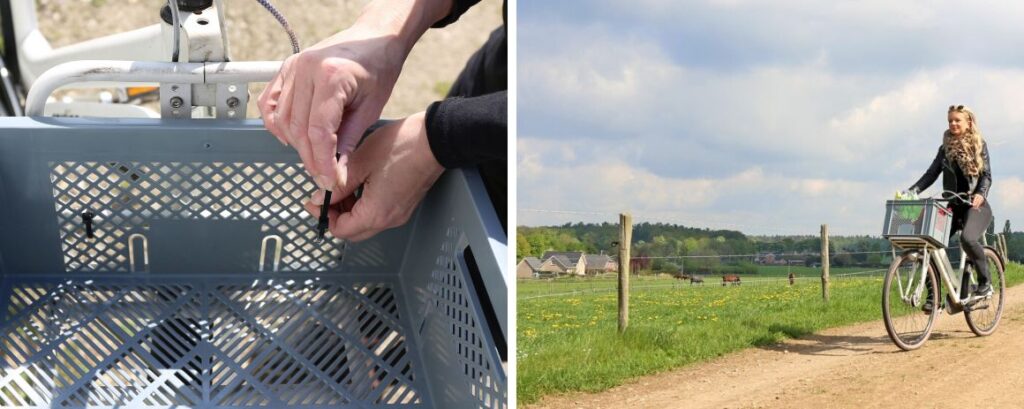 Stapelbehälter als Fahrradkisten – kreative Anwendung von Industrieprodukten